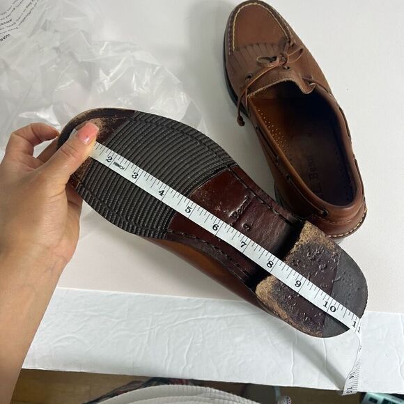 LL Bean Mens Kiltie Loafers Size 9 D Brown Tan Tassle Leather - Picture 14 of 16